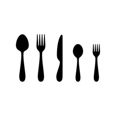 Set of cutlery with spoon, fork, knife