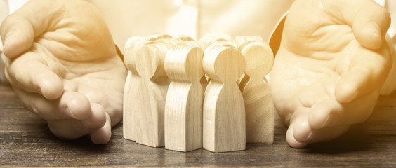 Team Insurance Concept. Human Resource Management. Staff recruitment. Attracting highly qualified...