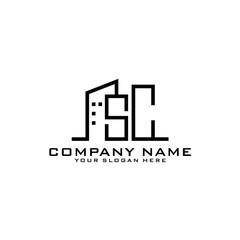 Letter SC With Building For Construction Company Logo