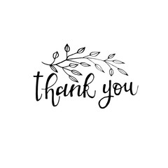 Thank You handwritten inscription with florish element. Hand drawn lettering. Thank You calligraphy. Thank you card. Vector illustration