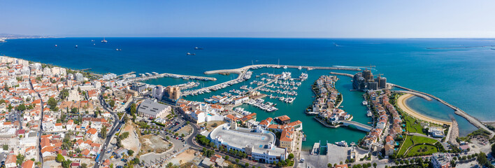 Aerial view of the new marina in Limassol - 300877132