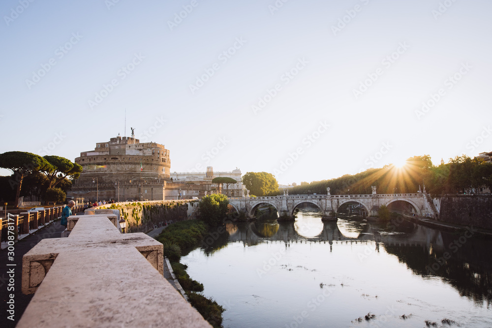 Wall mural castel sant'angelo rome golden dawn