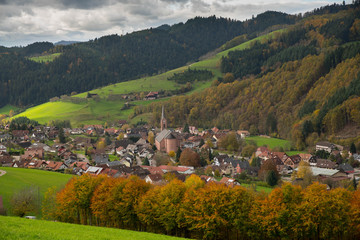 Fototapeta na wymiar Blick auf Oberharmersbach im Schwarzwald