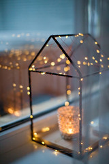 small house decoration with lights