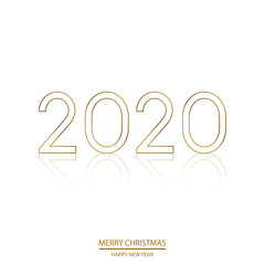 Happy New Year with golden text on white background. 2020 Vector