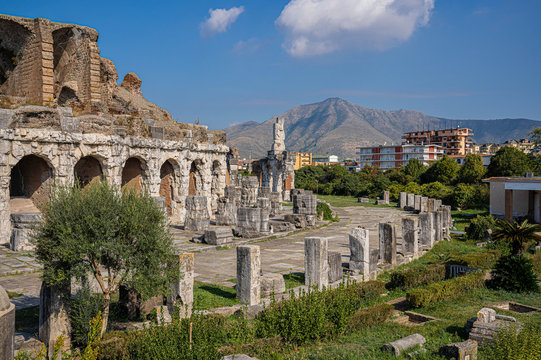 Ruins of an ancient amphitheater in Santa Maria Capua Vetere in Campania in Italy