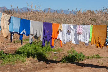 Washing day in the african countryside