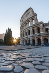 Fototapeta na wymiar Sunrise at the Rome Colosseum, Italy