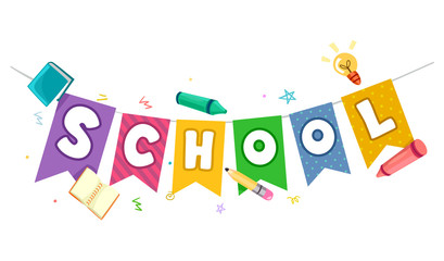 School Lettering Bunting Elements Illustration