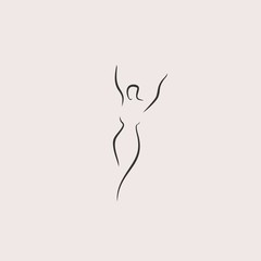 Fototapeta premium silhouette of a woman female figure line illustration design vector