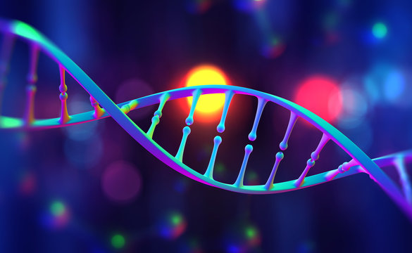 DNA helix. Hi Tech technology in the field of genetic engineering. Scientific breakthrough in human genetics 3D illustration