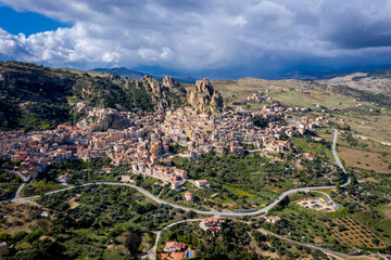 Fototapeta na wymiar Aerial view of Gagliano Castelferrato in Sicily