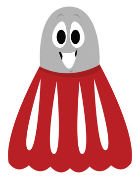 Red bagminton ball, illustration, vector on white background.