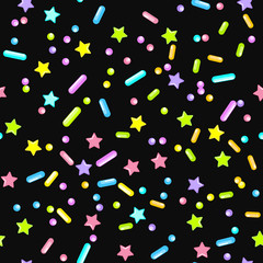 Sprinkle Cupcake Donut Topping. Seamless Pattern 