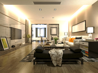 Modern Living Room, 3D Render