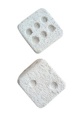 stone dice isolated on white background.