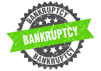 Fototapeta premium bankruptcy grunge stamp with green band. bankruptcy