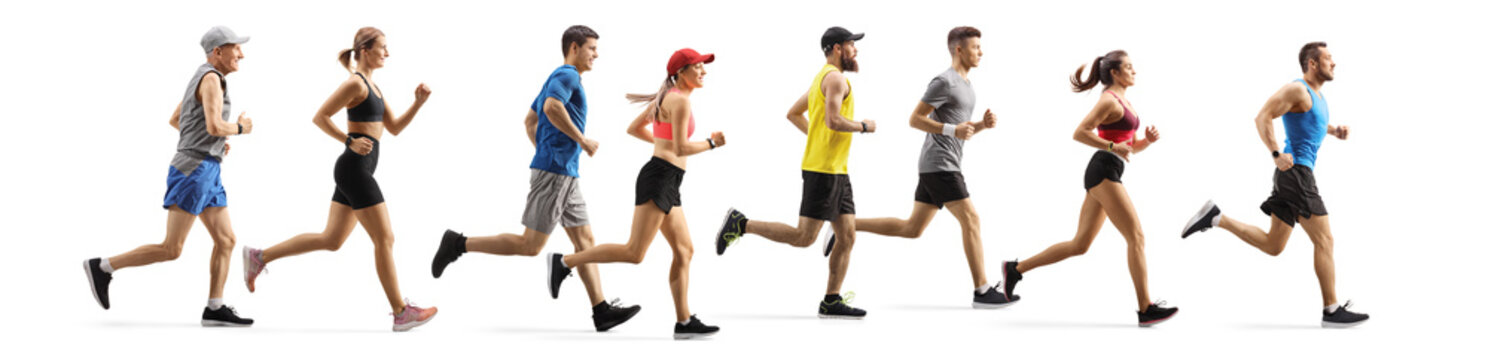 Men And Women Running A Marathon
