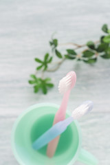 歯ブラシとコップ