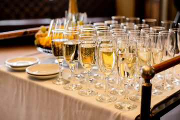 glasses on table in restaurant