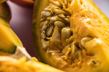 close up view of ripe pumpkin piece