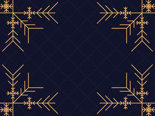 Art deco frame with snowflakes. Vintage linear border.Style of the 1920s and 1930s. Vector illustration