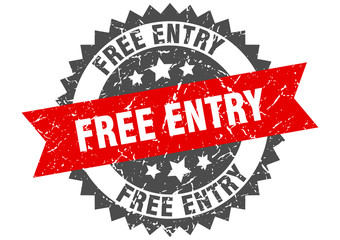free entry grunge stamp with red band. free entry