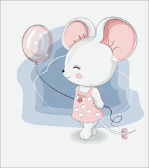 Little mouse with balloon