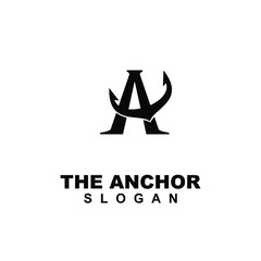 anchor with A letter modern logo icon design vector illustration