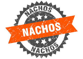 nachos grunge stamp with orange band. nachos