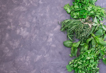 Greens on a concrete background