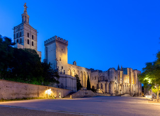Avignon. Provence. The central facade of the papal palace at dawn.
