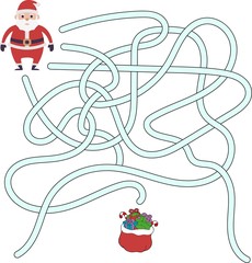 Winter maze game for children Santa Claus fireplace
