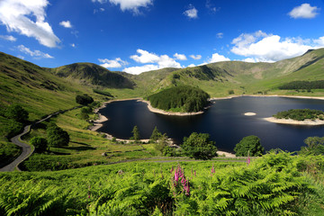 Summer view over Haweswater reservoir, Lake District National Park, Cumbria, England, UK
