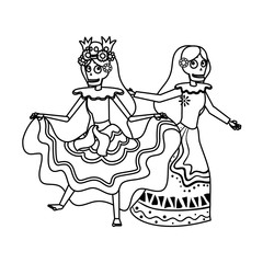 mexican katrinas skulls dancing characters