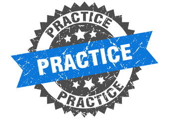 practice grunge stamp with blue band. practice