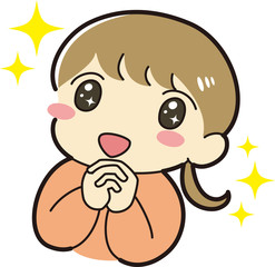 ときめく　女の子　感動　感激　キラキラ　笑顔　