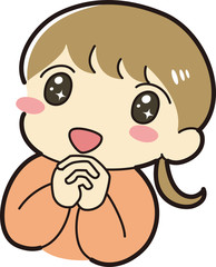 ときめく　女の子　感動　感激　キラキラ　笑顔　