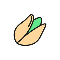 Pistachio nut flat color icon. Isolated on white background