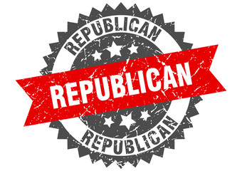 republican grunge stamp with red band. republican