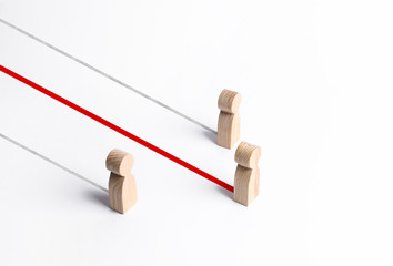 Figures of people compete, the leader is pulled forward. Advantage in the race. Talent, skills and diligence, Get superiority over competitors, business success. Marketing and advertising, be the best