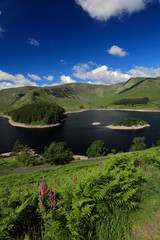 Summer view over Haweswater reservoir, Lake District National Park, Cumbria, England, UK