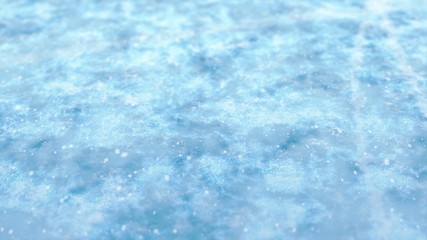 Falling Snow on ice surface background concept Christmas, happy new year, animation 3D rendering