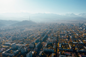 aerial view of city from above