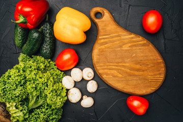 fresh vegetables on a cutting board