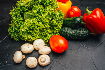 fresh vegetables on wooden table