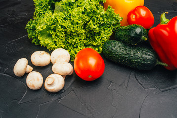 fresh vegetables on wooden table