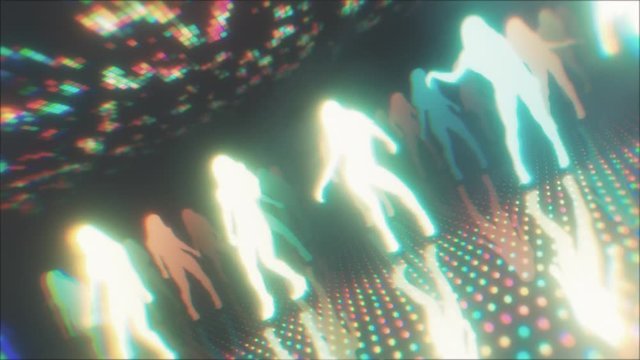Abstract Retro Dancers Club Animation Concept