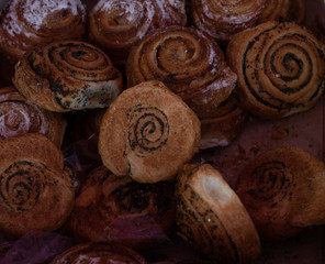Sweet pastries as background and texture