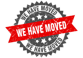 we have moved grunge stamp with red band. we have moved